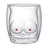 Maxbell Funny Chest Shaped Heat Resistant Tea Cup Glass Mug Valentines Day Gifts