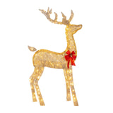 Maxbell Christmas Deer Yard Ornament with Red Bows Glowing for Outside Garden Home Large