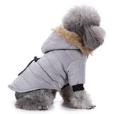 Max Pet Dog Cat Hooded Jacket Winter Warm Windproof Plush Hat Coat Gray