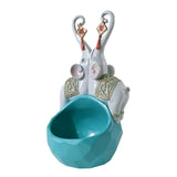 Maxbell Elephant Statue Bowl Ornament Organizer Craft Creative for Office Table Green