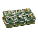 Maxbell Divided Serving Dishes Relish Tray Appetizer Condiment Server for Home Green