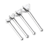 Maxbell 4Pcs Stainless Steel Zircon Crystal Straight Bar Nose Helix Piercing 20g