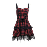 Maxbell Punk Mini Dress Plaid Cosplay Party Gothic Holiday Role Play Fancy Dress L