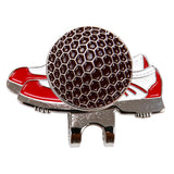 Maxbell Golf Hat Clip with Detachable Magnetic Ball Marker Sneaker Pattern Red