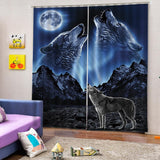 Max 2 Panels Set Teen Animal Decor 3D Print Window Curtain Drapes Wolf - Aladdin Shoppers