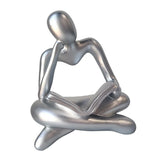 Maxbell Abstract Thinker Statue Tabletop Decorative Sculpture for Home Hotel Decor Silver