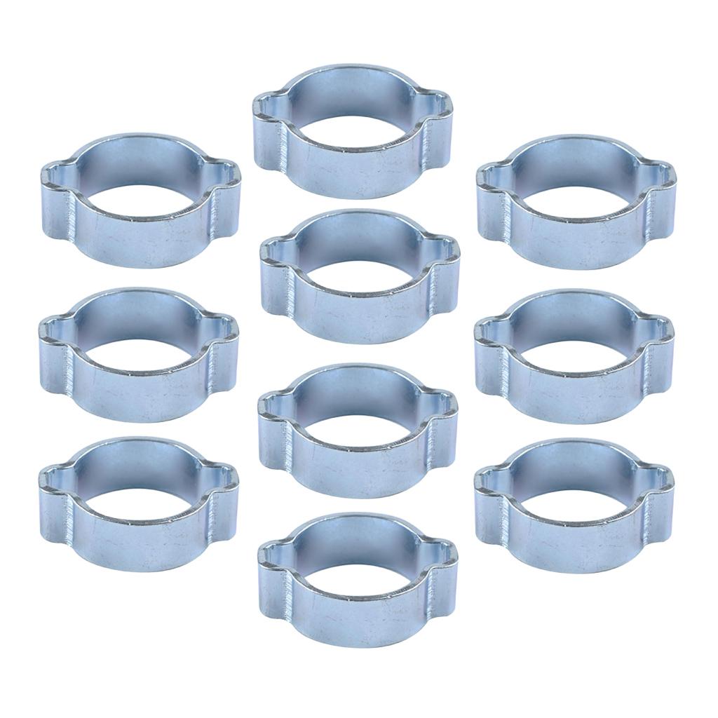Maxbell 17-20MM DOUBLE EAR CLIPS ,O CLAMP ,ZINC PLATED STEEL ,10 PACK