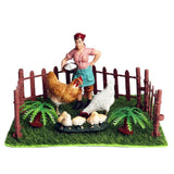 Max Maxb Fairy Garden Miniature Farm Dollhouse Chickens & Breeder Micro Landscape