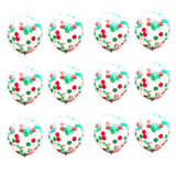 Max 12 Pieces/Pack Red and Green Christmas Confetti Balloons for Party - 12inch