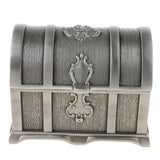 Maxbell Rectangle Vintage Metal Treasure Chest Trinket Jewellery Box Antique Silver