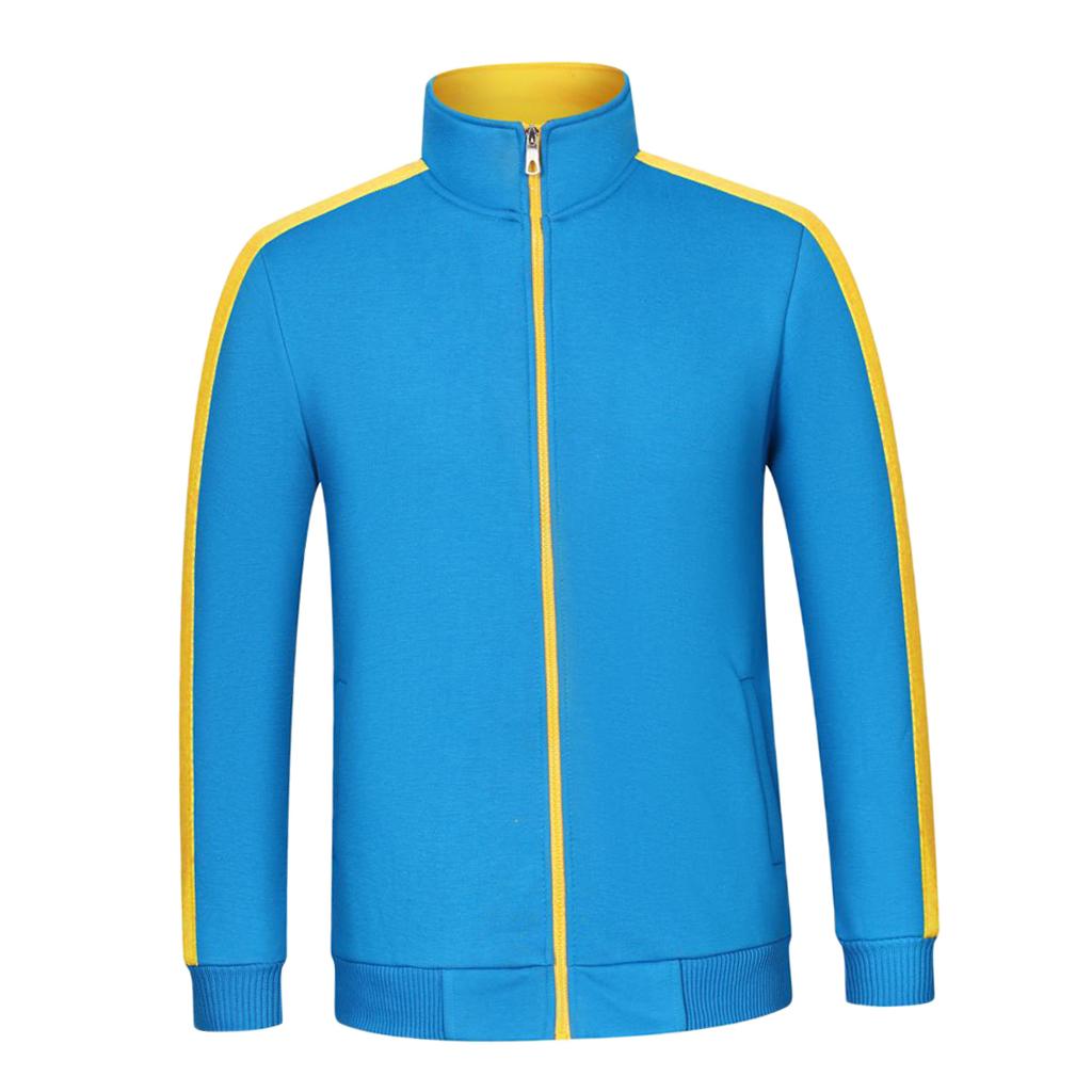 Max Fleece Lined Warm Thermal Winter Zipper Short Jacket Coat Blue Yellow 3XL