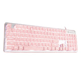 Maxbell Membrane Gaming Keyboard All-Metal Panel Keyboard  Pink white light