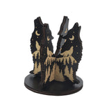 Maxbell Wooden Display Holder Agate Countertop Ores Sphere Holder Crystal Stand Rack Moon Wolf Pattern