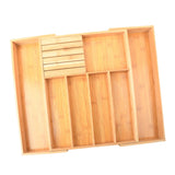 Maxbell Expandable Bamboo Cutlery Tray Storage Dividers Organizer Drawer Storage Box 7 Slot