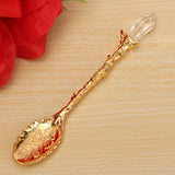 Max Retro Carved Crystal Head Coffee Spoon Condiment Scoop Dessert Ladle Gold