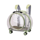 Maxbell Kitten Bag Backpack Handbag with Wheels Durable Dog Trolley Case for Puppy Fully Clear and Green