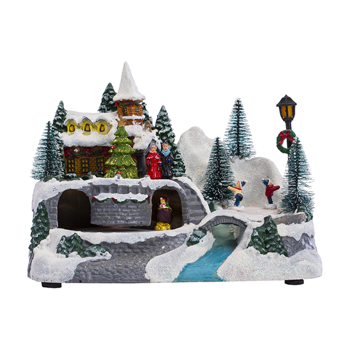 Maxbell Village Snow Scene House LED Lights Cottage for Desktop Festive