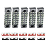 Max 5 Pieces 600V 15A 6 Positions Barrier Strips Dual Row Screw Terminal Blocks