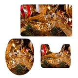 Max 3Pcs Christmas Bathroom Bath Mat Rug Set Toilet Lid Cover C940CP