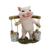 Maxbell Pig Figurine Cute Garden Statue Sculpture Outside Nursery Room Bucket 10x9x7cm