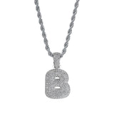 Maxbell Fancy Letter B Pendant Copper Miniature Pendant Hip-hop Pendant  White Gold
