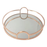 Maxbell Mirror Serving Tray Serving Plate Table for Coffee Food Snack Cake Organizer Rose Aureate