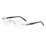 Maxbell Blue Light Glasses rectangle Rimless for Unisex Computer Men Woman Argent 4.0X