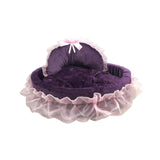 Maxbell Lace Pet Dog Bed Cushion Dog House Kennel Princess for Kitten Pet Small Cats S Violet