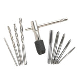 Maxbell Hand Tap Set Screw Thread Taps T-Wrench Reamer Twist Drill Bit 10Pcs
