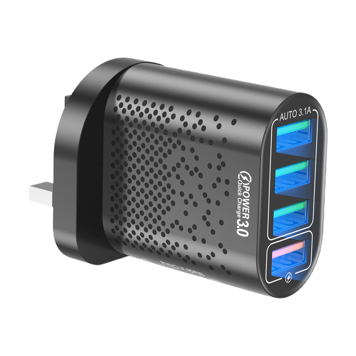 Maxbell Multi Port USB Charger 4 Port Wall Adapter Hub Power Supply UK Plug Black