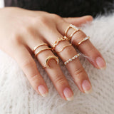 Maxbell Bohemian Vintage Crystal Knuckle Ring Set Finger Rings Punk Rings 8 Pieces