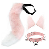 Maxbell Cosplay Costume Set Fur Cat Ears Long Tail for Role Play Masquerade Pink