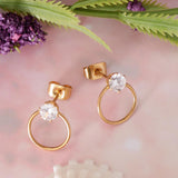 Maxbell Women Stylish Round Ring Rhinestone Stud Earrings Ear Studs Earring Gold