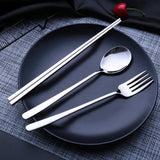 Max Stainless Steel Portable Tableware Chopsticks Fork Spoon Set Silver