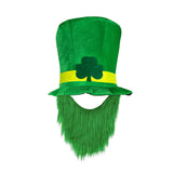 Maxbell ST Patricks day Hat for Adults W/ Beard Costume Green Leaf