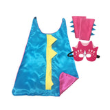 Maxbell Dinosaur Costume Cape Cosplay Stage Performances Carnival Prop for Kids blue and rose red