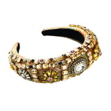 Maxbell Baroque Style Crystal Stone Headband Hair Hoop Comfortable for Wedding Bridal Brown