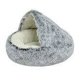 Maxbell Maxbell Semi Enclosed Cat Bed Non Slip Soft Sleeping Nest Winter Warm for Puppy Dogs grey