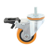 Max PU Screw Wheel Dual Brake Single Bearing Industrial Caster White 3Inch