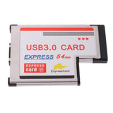 Laptop 54mm Express Card ExpressCard to 2Port USB 3.0 Adapter Superspeed - Aladdin Shoppers