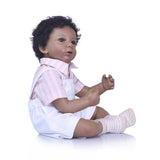 Lifelike Soft Silicone 20inch Reborn African American Baby Doll Newborn Baby Boy Doll - Black Skin Tone and Black Short Curly Hair - Aladdin Shoppers