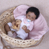 Lifelike Soft Silicone 20inch Reborn African American Baby Doll Newborn Baby Boy Doll - Black Skin Tone and Black Short Curly Hair - Aladdin Shoppers