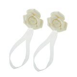 Max 1 Pair Rose Flower Magnetic Curtain Tiebacks Rope Strap Holdback Beige - Aladdin Shoppers