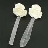 Max 1 Pair Rose Flower Magnetic Curtain Tiebacks Rope Strap Holdback Beige - Aladdin Shoppers