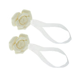 Max 1 Pair Rose Flower Magnetic Curtain Tiebacks Rope Strap Holdback Beige - Aladdin Shoppers