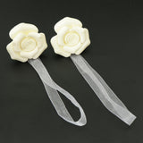 Max 1 Pair Rose Flower Magnetic Curtain Tiebacks Rope Strap Holdback Beige - Aladdin Shoppers