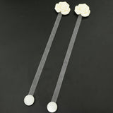 Max 1 Pair Rose Flower Magnetic Curtain Tiebacks Rope Strap Holdback Beige - Aladdin Shoppers