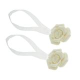 Max 1 Pair Rose Flower Magnetic Curtain Tiebacks Rope Strap Holdback Beige - Aladdin Shoppers