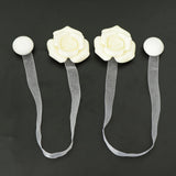 Max 1 Pair Rose Flower Magnetic Curtain Tiebacks Rope Strap Holdback Beige - Aladdin Shoppers
