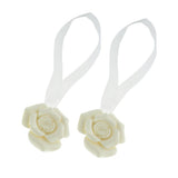 Max 1 Pair Rose Flower Magnetic Curtain Tiebacks Rope Strap Holdback Beige - Aladdin Shoppers